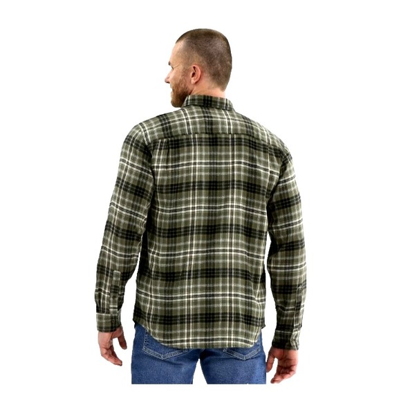 George Super Soft Flannel Shirt Men's 3XL Olive Oak Plaid Long Sleeve Button Up - Picture 2 of 9